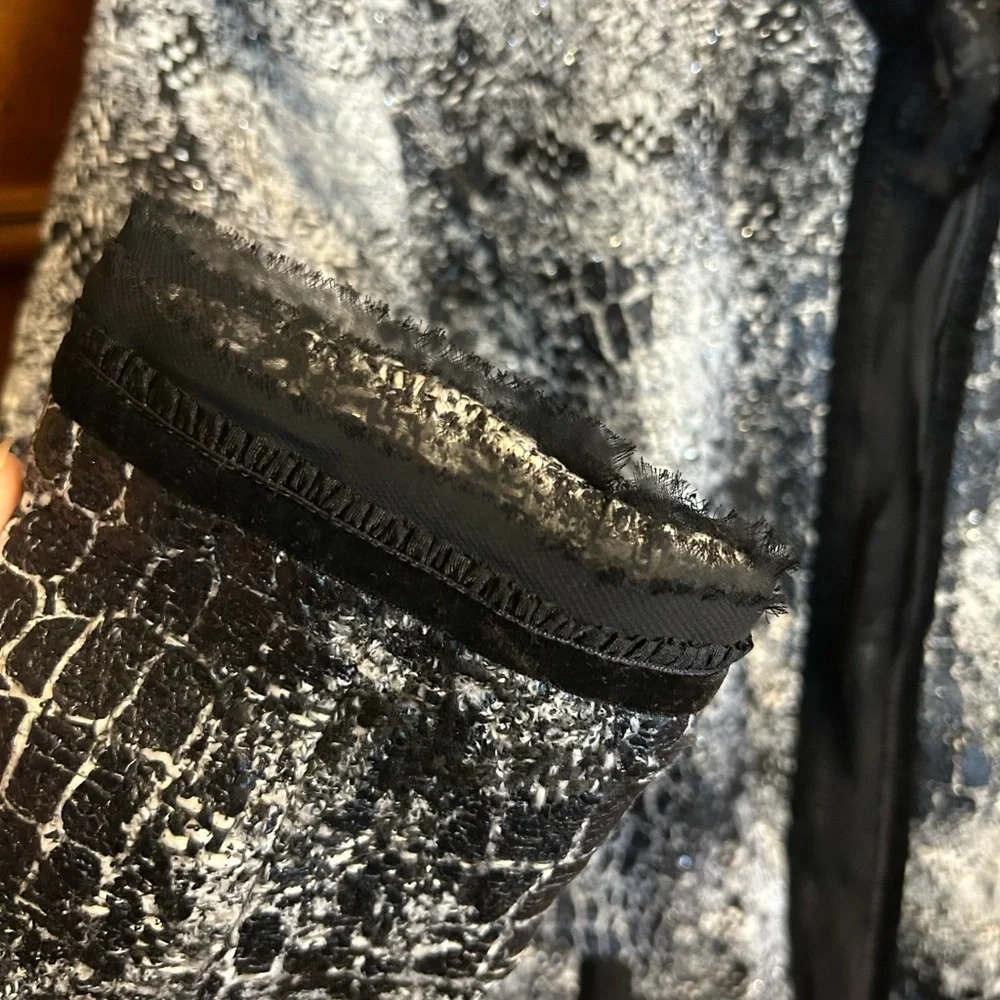 Cache Tweed Like Black & White Blazer Size 12